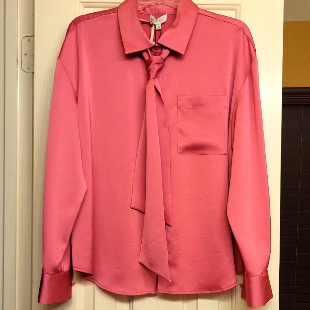 Elegant Pink Satin Shirt